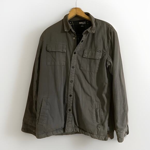 O’Neill Fleece Lined Jacket Mens S Gray Snap Button 4 Pockets Cotton - Picture 5 of 8